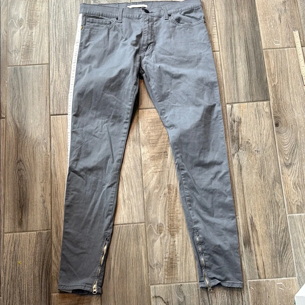 Golden Denim Men’s Gray and‎ White Zipper Ankle Pant Size 36